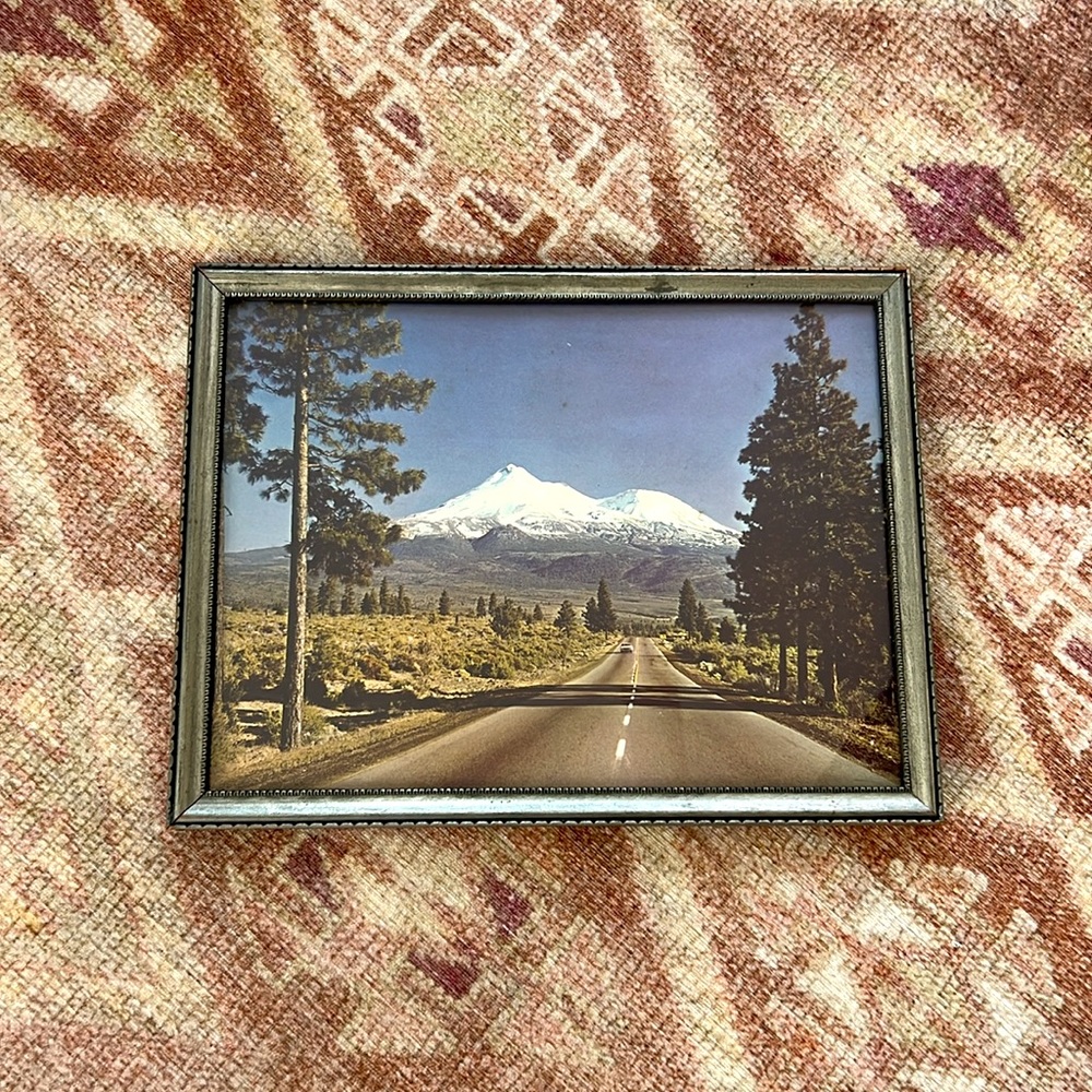 VINTAGE FRAMED MOUNTAIN ROAD PHOTO